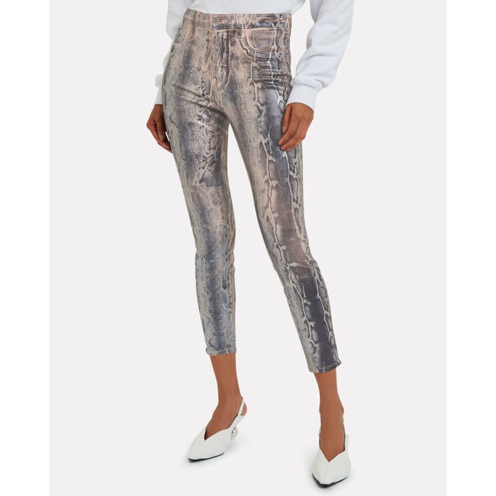 L'Agence Margot High Rise Skinny Petal Crackle Foil Pants Women's Sz 24 NWT